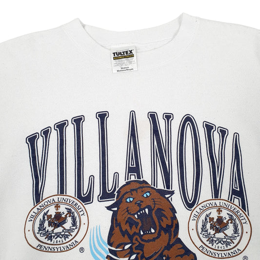 Mens White Tultex Villanova University of Pennsylvania Vintage 90s Crewneck Jumper