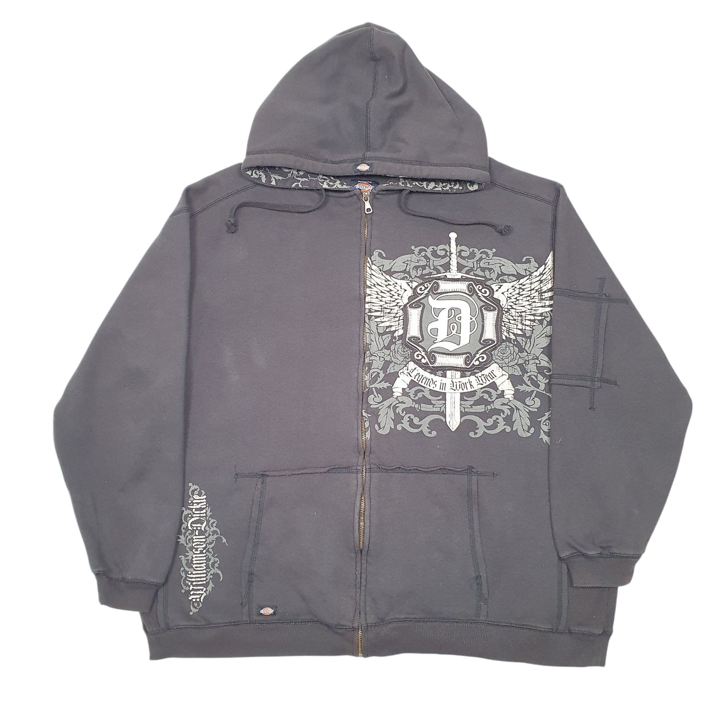 Mens Black Dickies Hoodie Legends In Workwear Full Zip Jumper