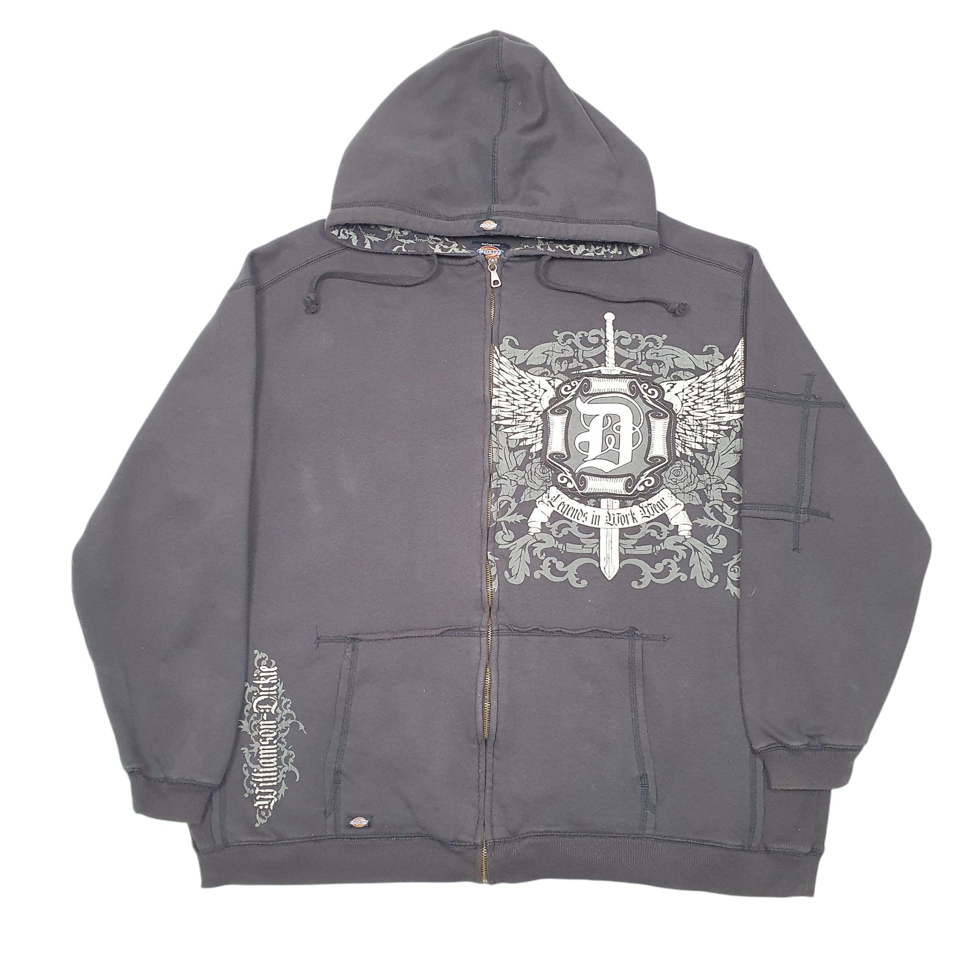 Mens Black Dickies Hoodie Legends In Workwear Full Zip Jumper