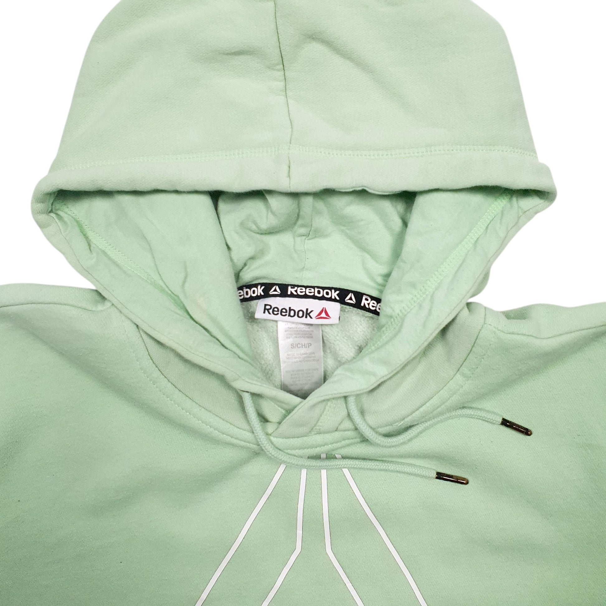 Mens Green Reebok Spellout Hoodie Jumper