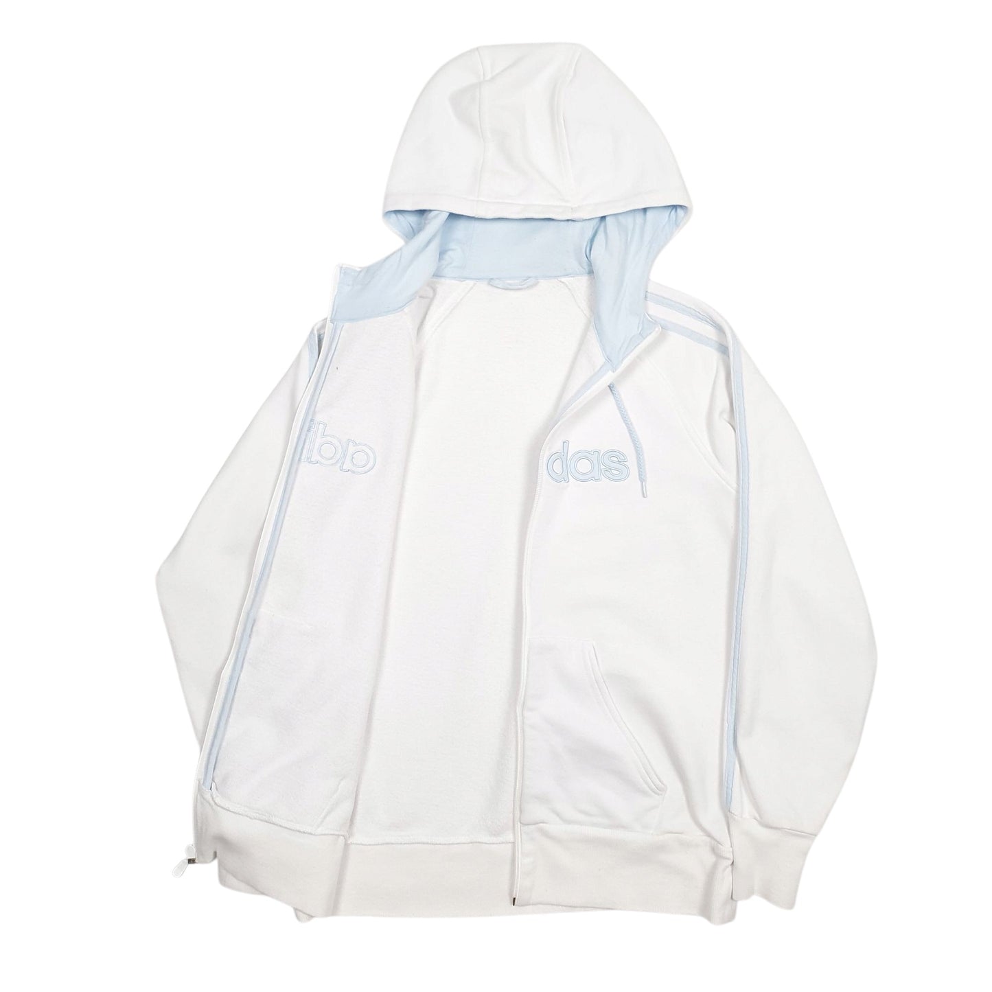 Womens White Adidas Spellout Full Zip Jumper