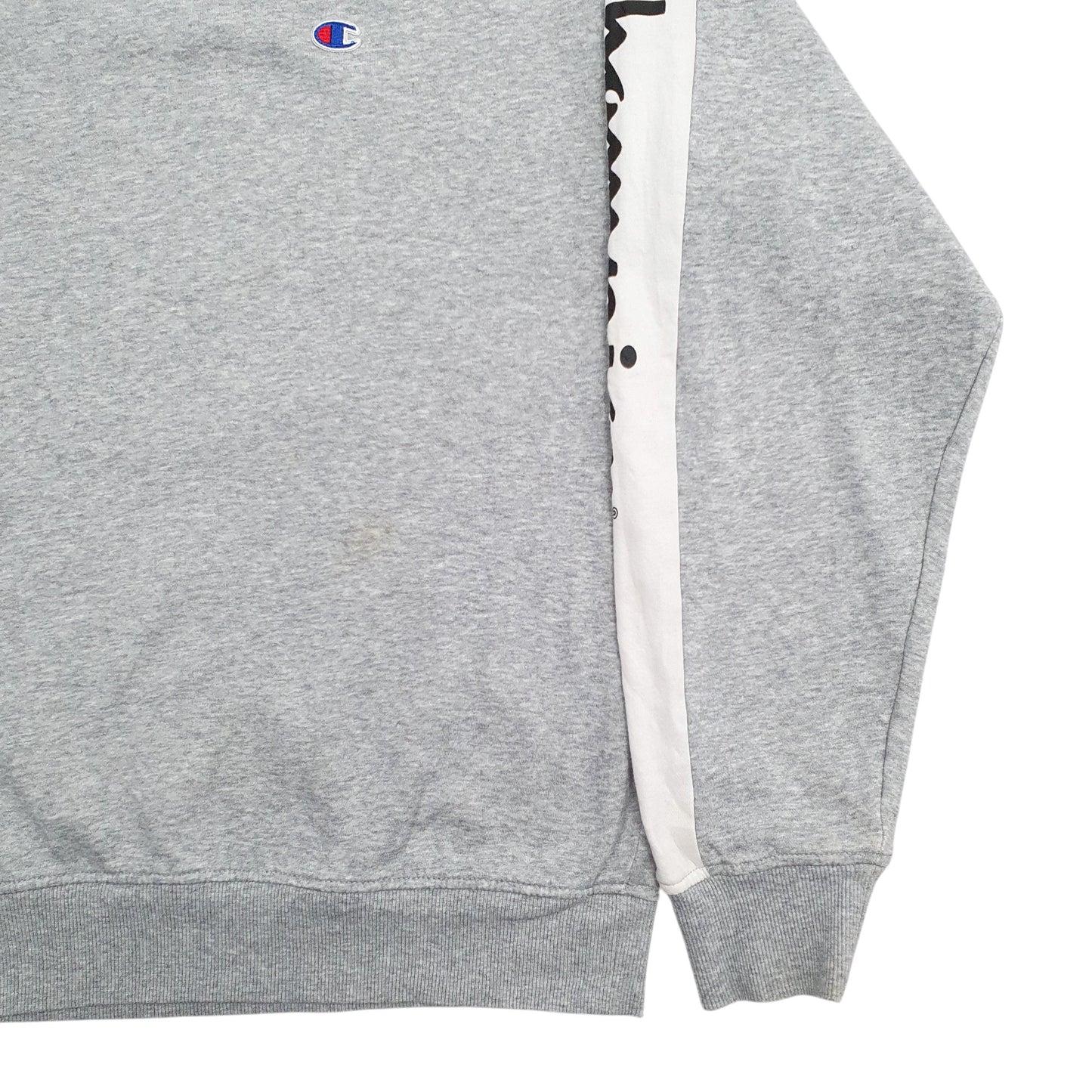 Mens Grey Champion Spellout Crewneck Jumper