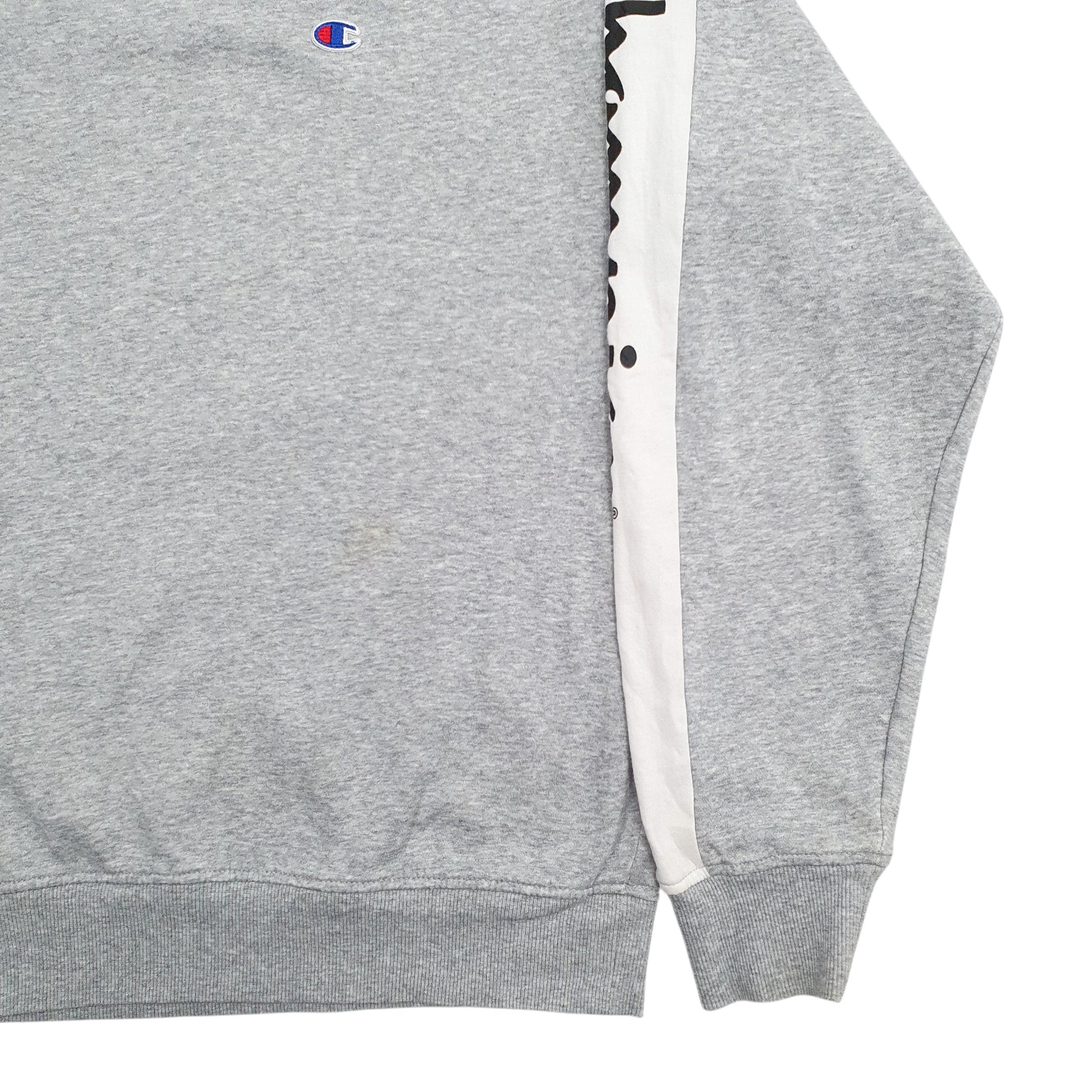 Mens Grey Champion Spellout Crewneck Jumper