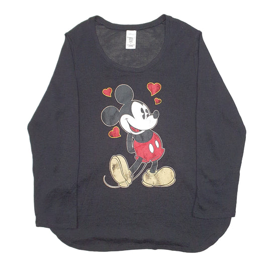 Womens Black Disney Knit Mickey Mouse Rayon Blend Crewneck Jumper