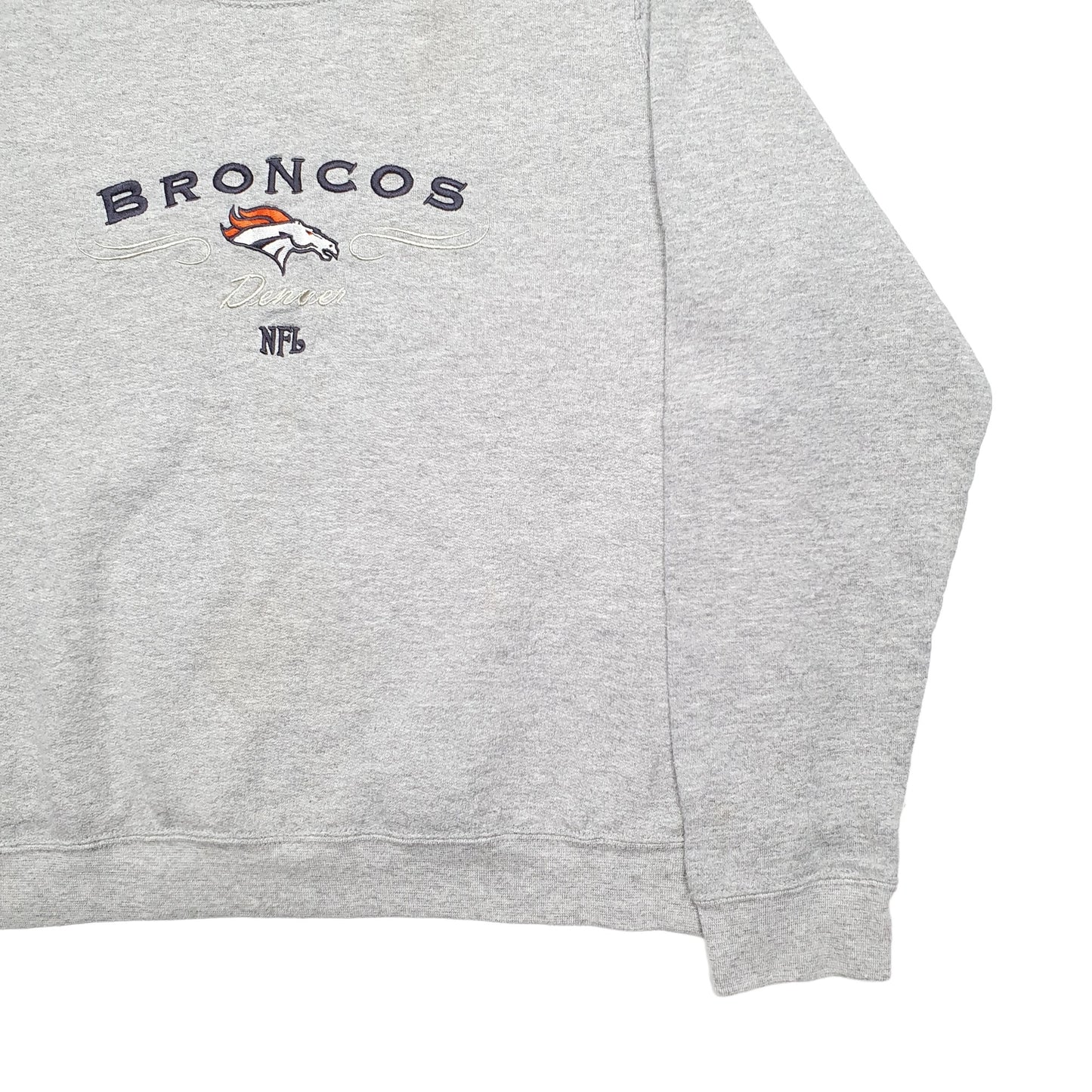 Womens Grey NFL Denvsr Broncos Football Crewneck Jumper