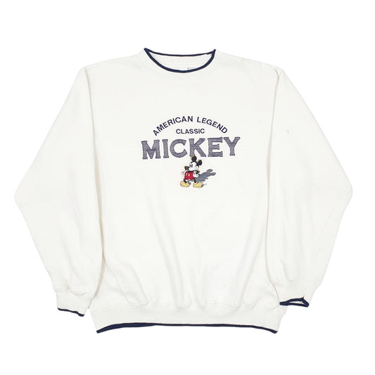 Mens Cream Disney Vintage Spellout Hoodie Jumper