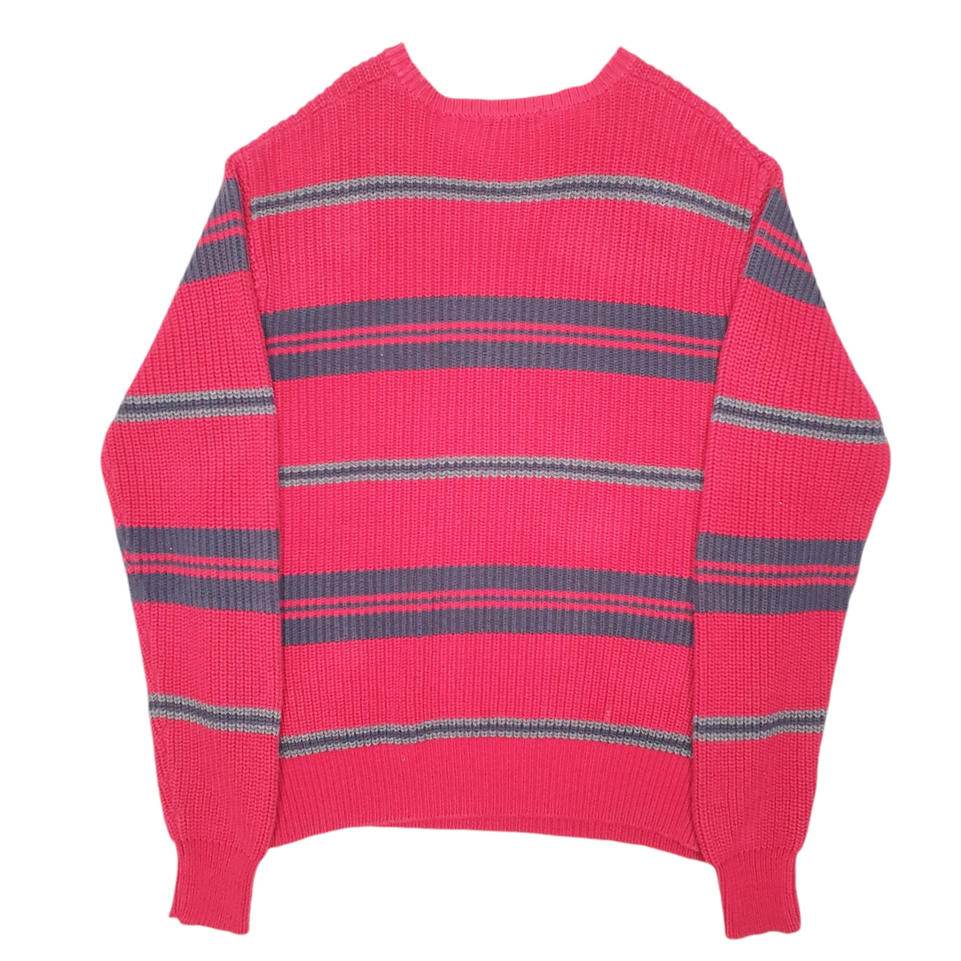 Mens Red Nautica Knit Stripe Crewneck Jumper