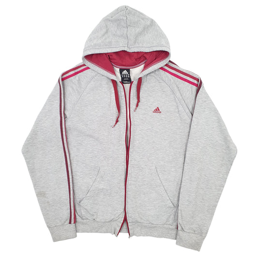 Mens Grey Adidas Hoodie Tracksuit Top Full Zip Jumper