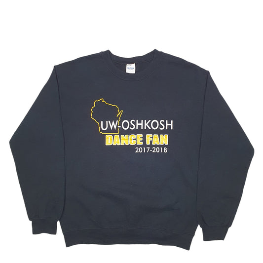 Mens Black Gildan UW Oshkosh Dance Spellout Crewneck Jumper