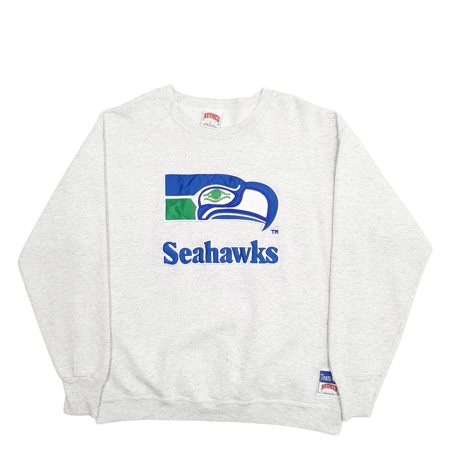 Mens Grey Nutmeg Mills Seattle Seahawks Football Made In USA Crewneck Jumper