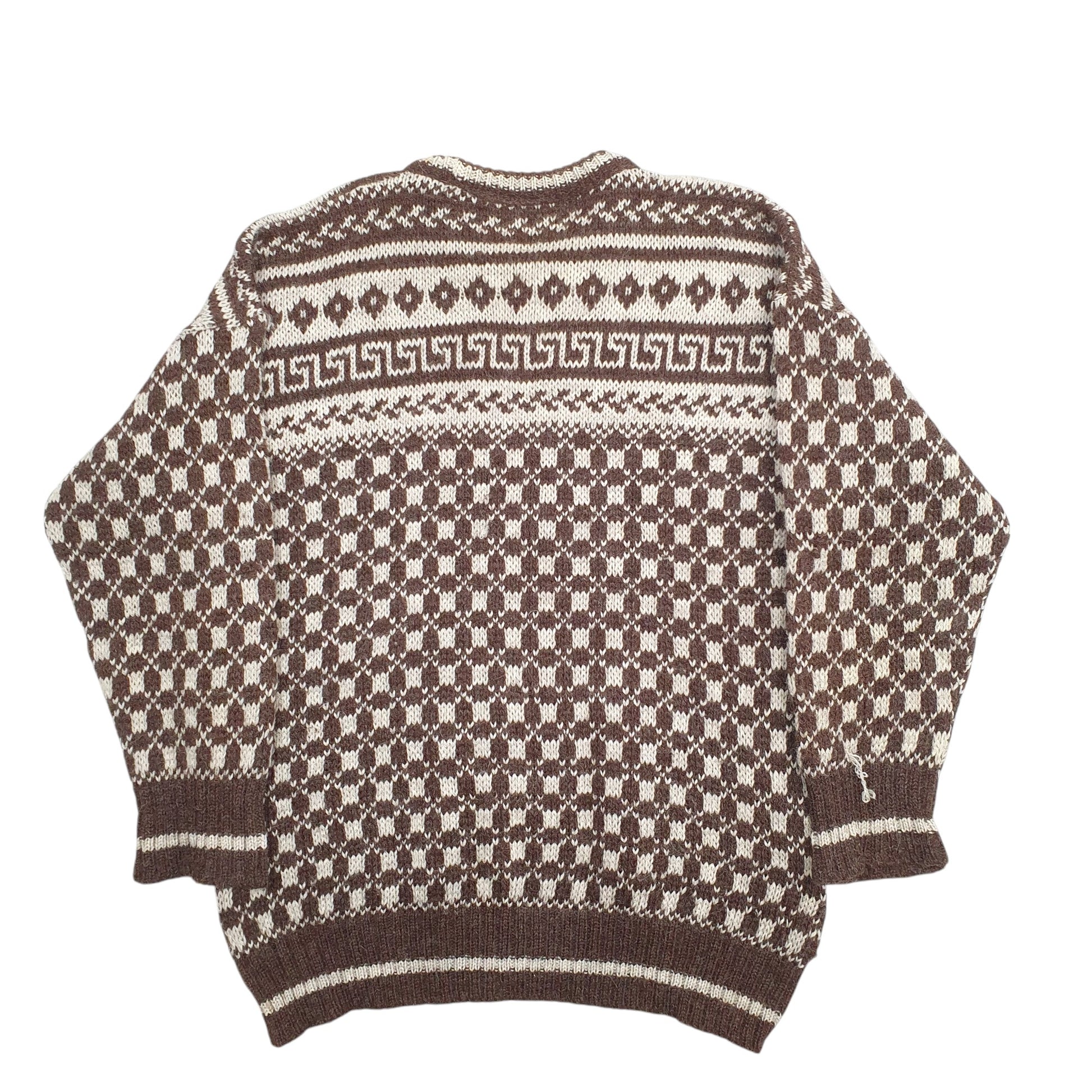 Mens Brown 100% Wool  Crewneck Jumper