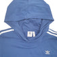 Womens Blue Adidas Crop Top Hoodie Jumper