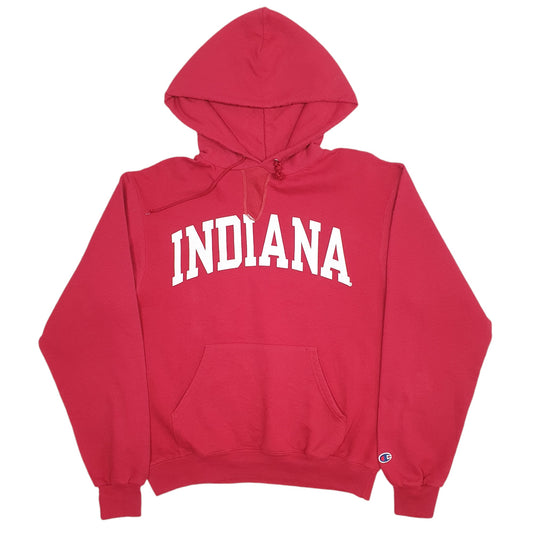 Mens Red Champion Indiana Spellout Hoodie Jumper