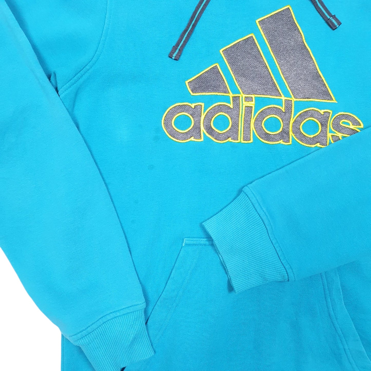 Mens Turquoise Adidas Spellout Hoodie Jumper