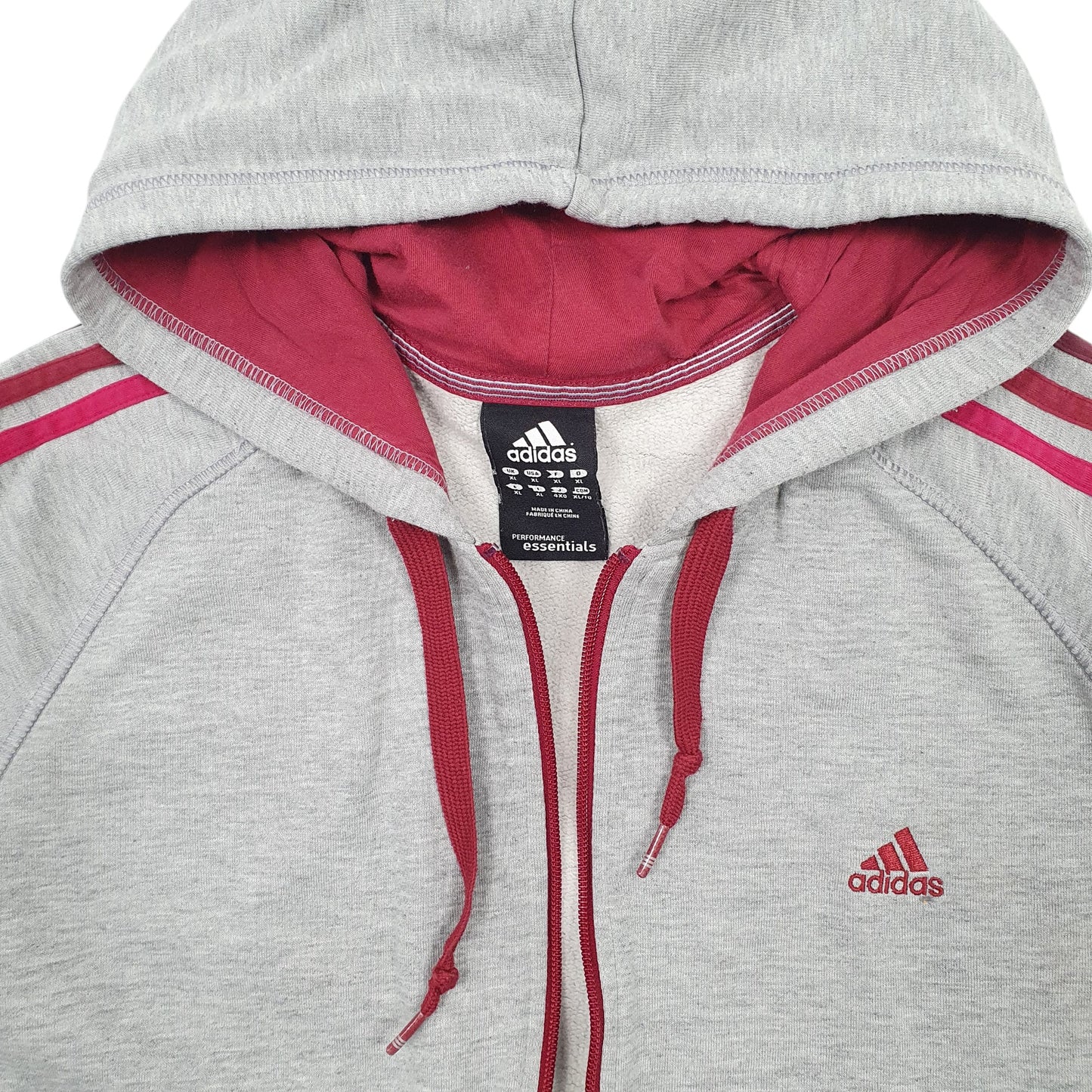 Mens Grey Adidas Hoodie Tracksuit Top Full Zip Jumper