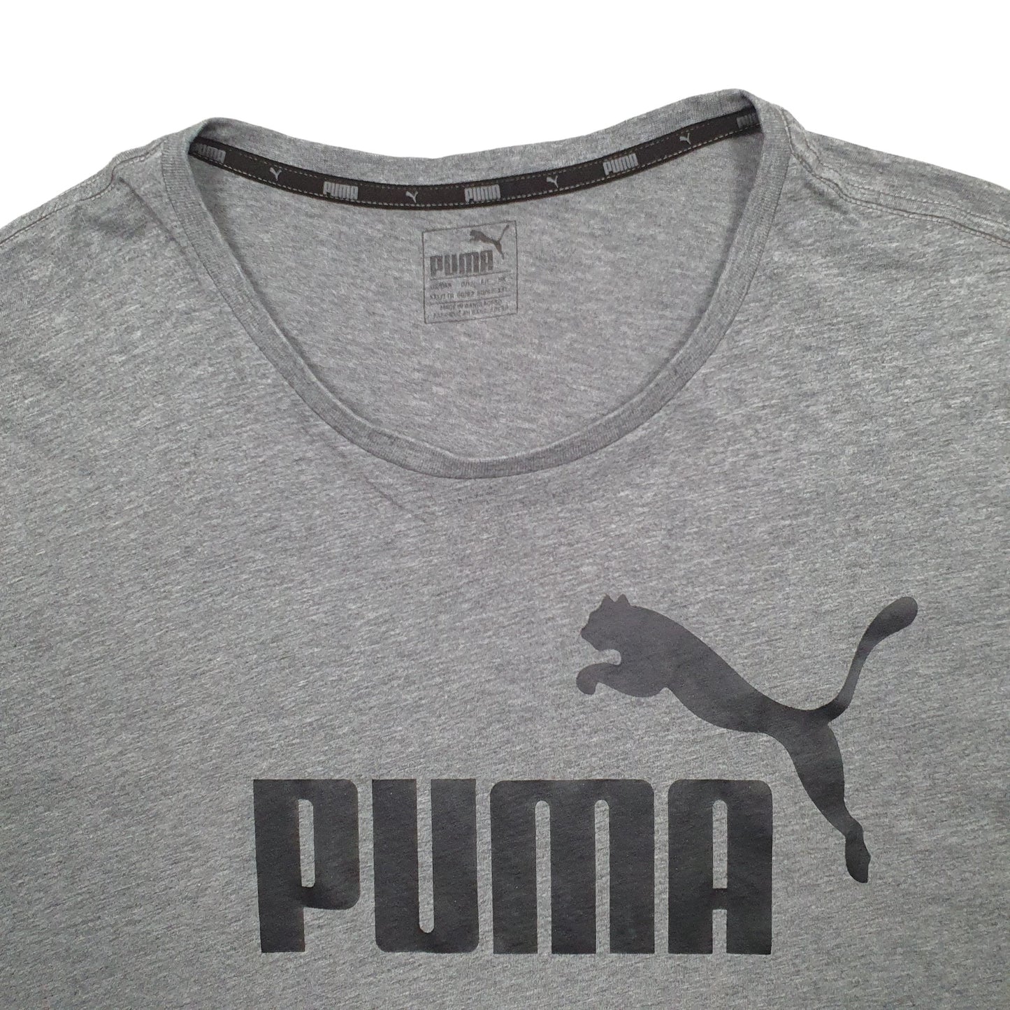 Mens Grey Puma Spellout Short Sleeve T Shirt