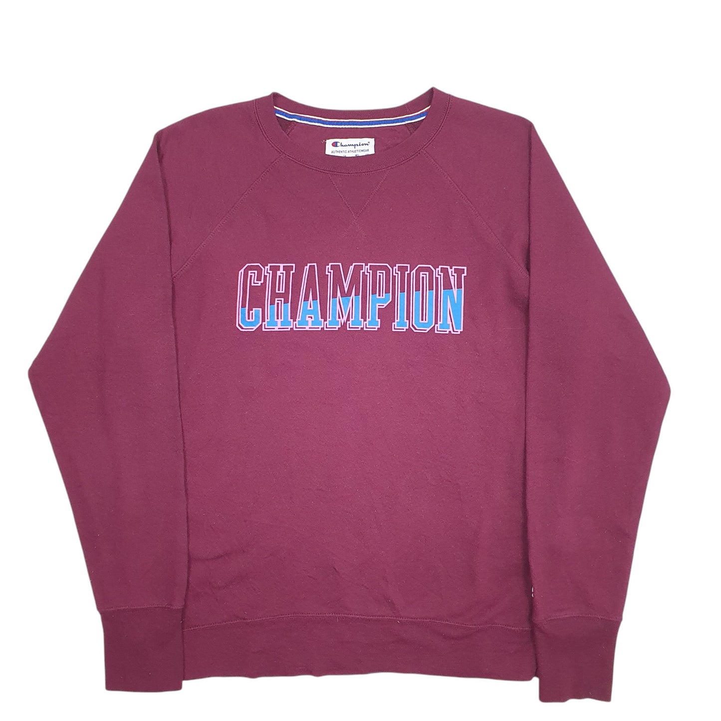 Womens Burgundy Champion Spellout Crewneck Jumper