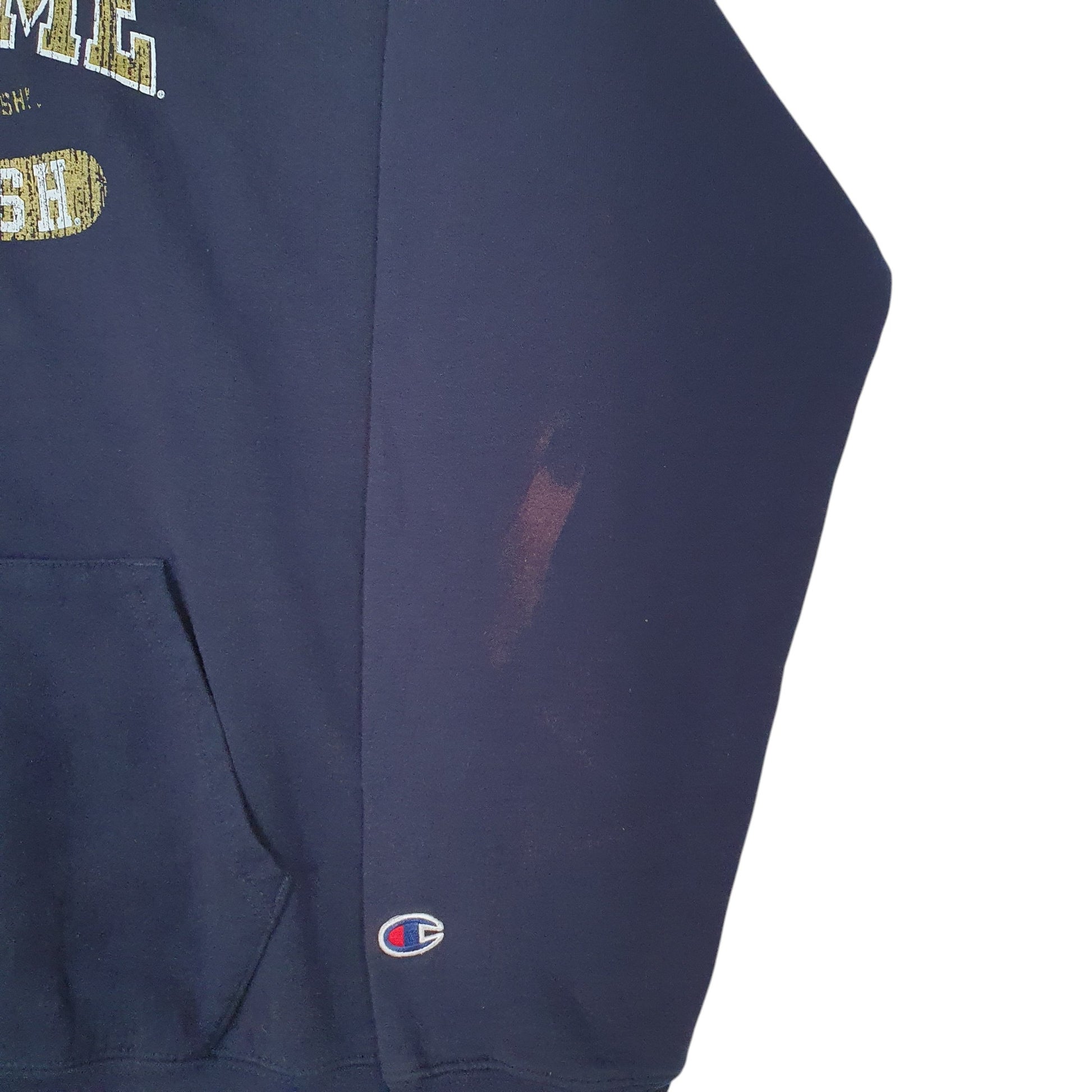 Mens Navy Champion Quarter Zip University Of Notre Dame Hoodie Jumper