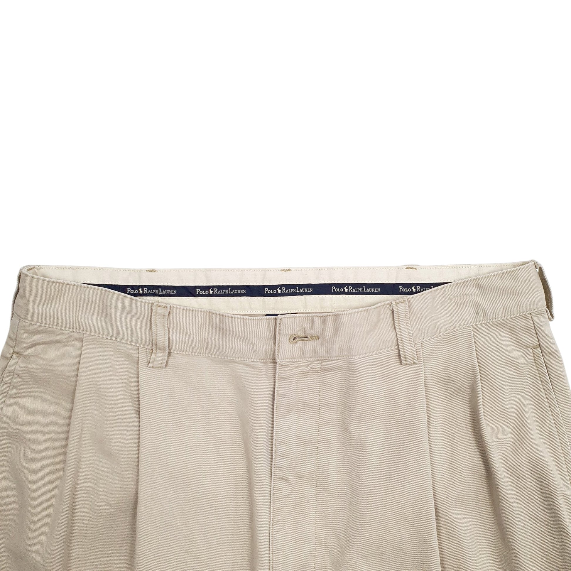 Mens Cream Polo Ralph Lauren Double Pleated Chino Trousers