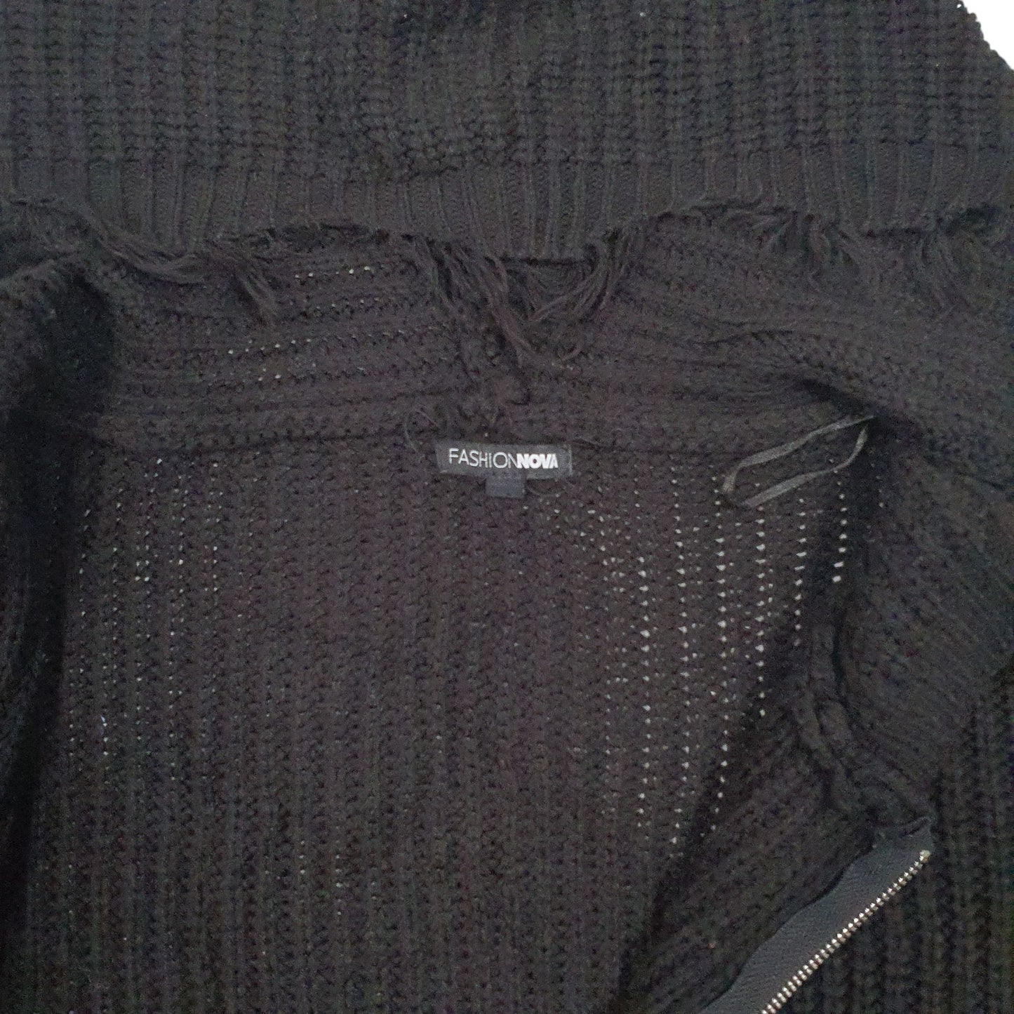 Womens Black Fashion Nova Knit Full Zip Jumper