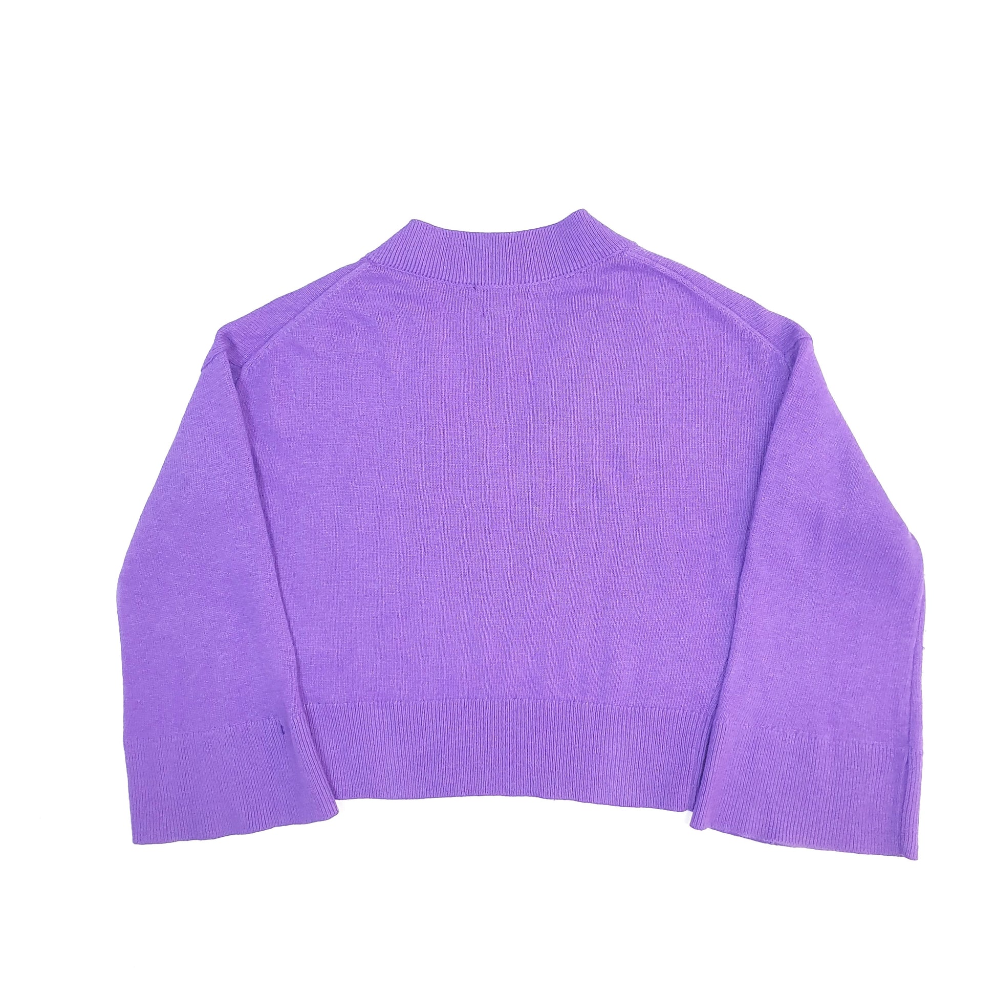 Womens Purple Massimo Dutti Flared Sleeve V Neck Jumper