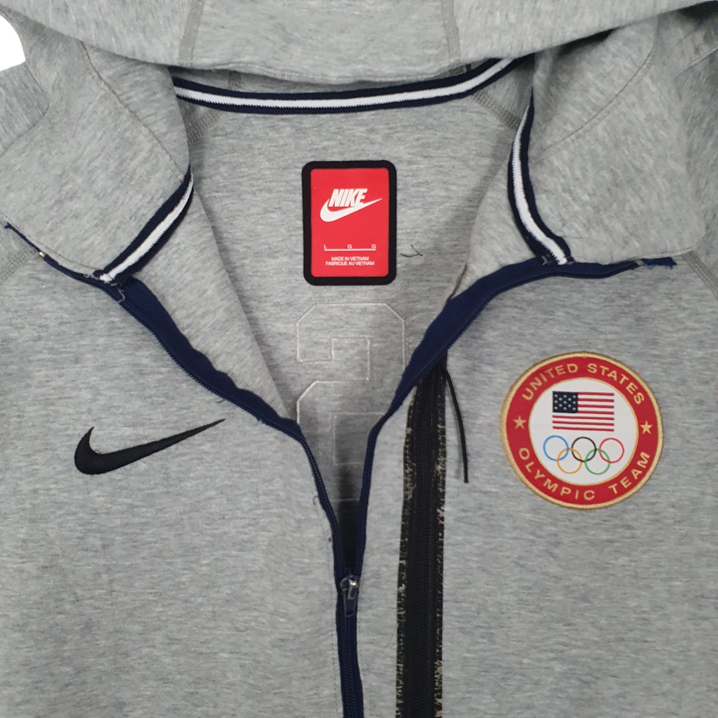 Mens Grey Nike Tech Fleece USA Olympic Team Full Zip Jumper