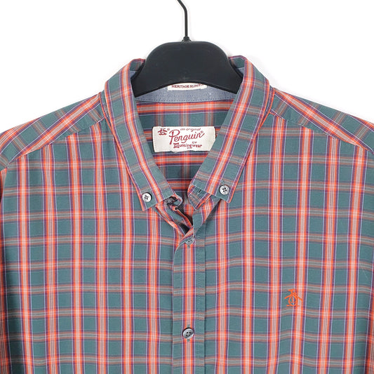 Mens Red Penguin Oxford Long Sleeve Shirt
