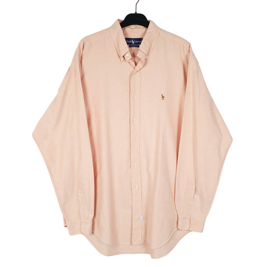 Mens Peach Ralph Lauren Oxford Long Sleeve Shirt