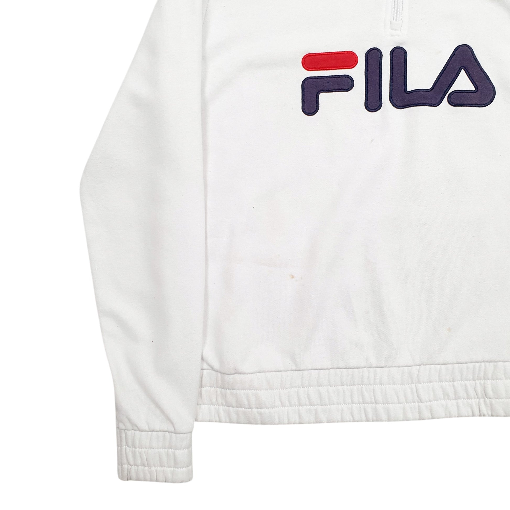 Womens White Fila Spellout Crewneck Jumper