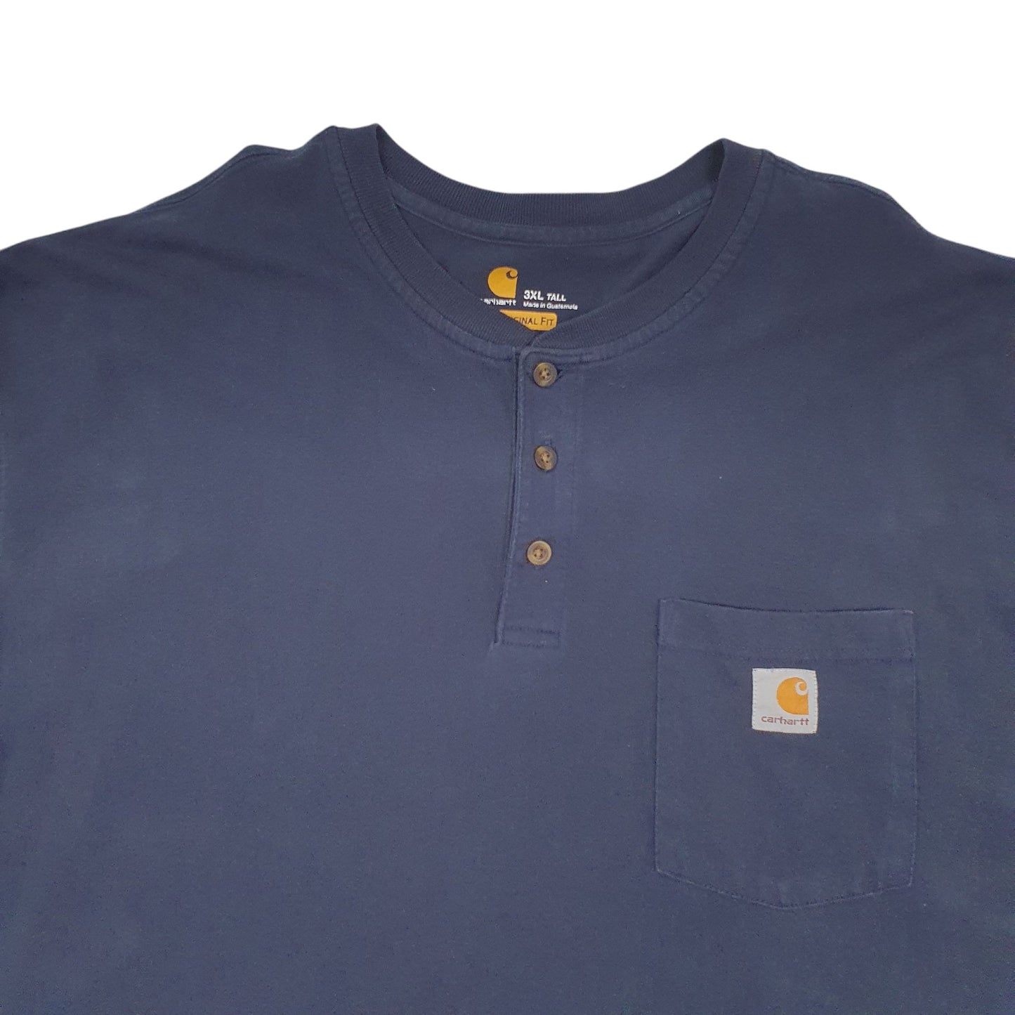 Mens Navy Carhartt Henley Original Fit Long Sleeve T Shirt