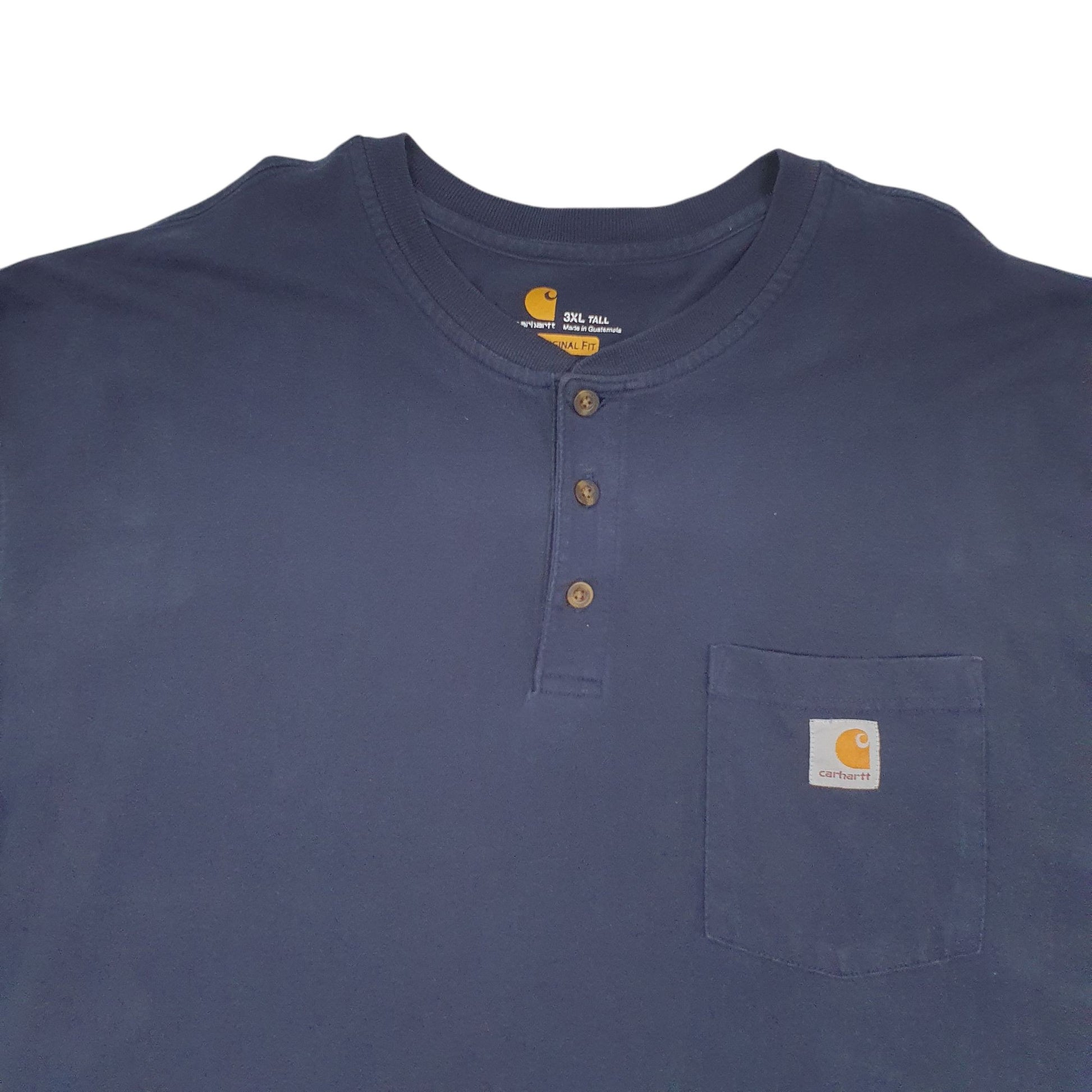 Mens Navy Carhartt Henley Original Fit Long Sleeve T Shirt
