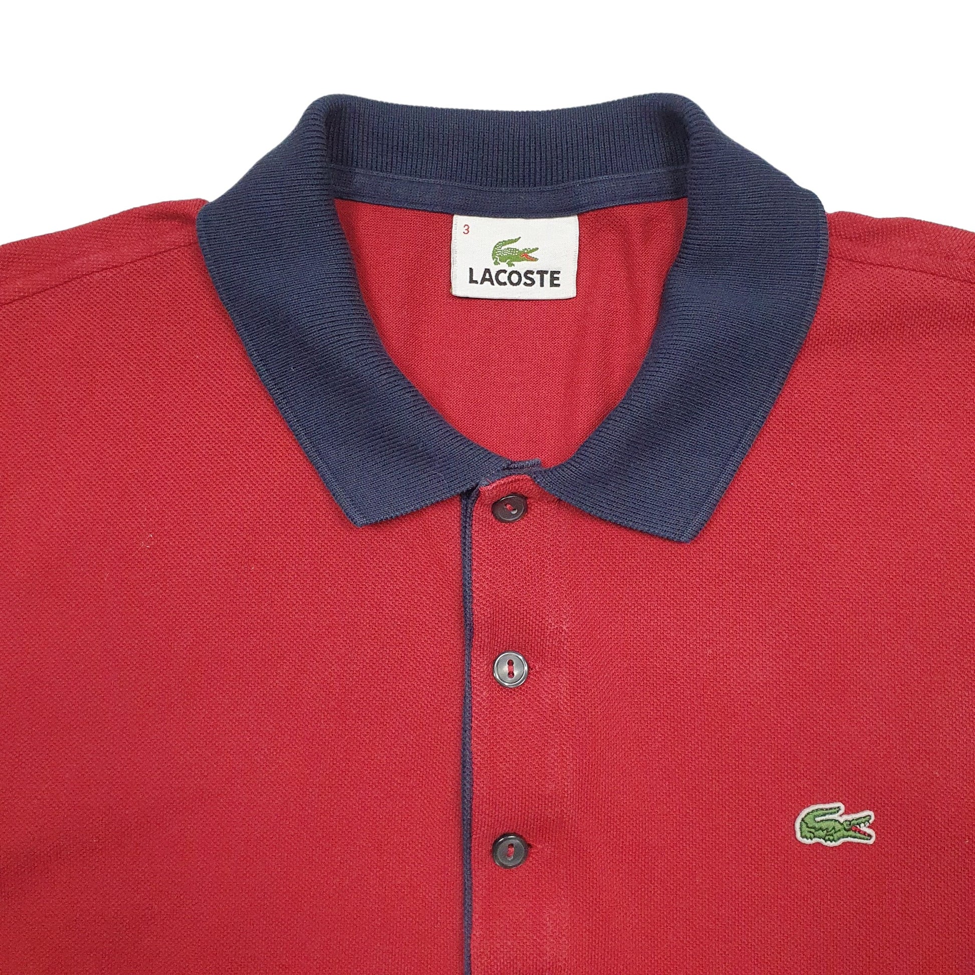 Mens Red Lacoste  Short Sleeve Polo Shirt
