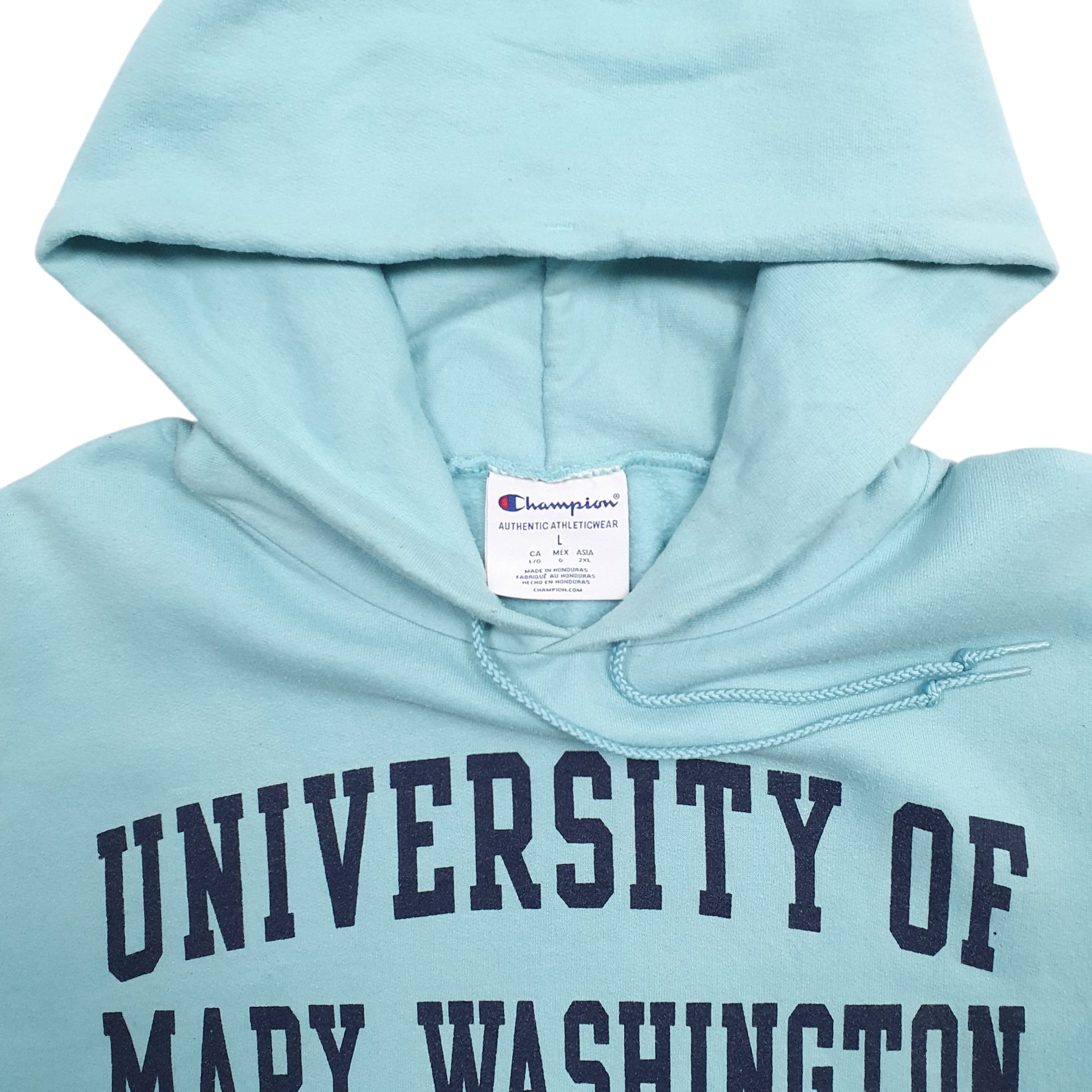 Mens Blue Champion University Of Mary Washington Spellout Hoodie Jumper