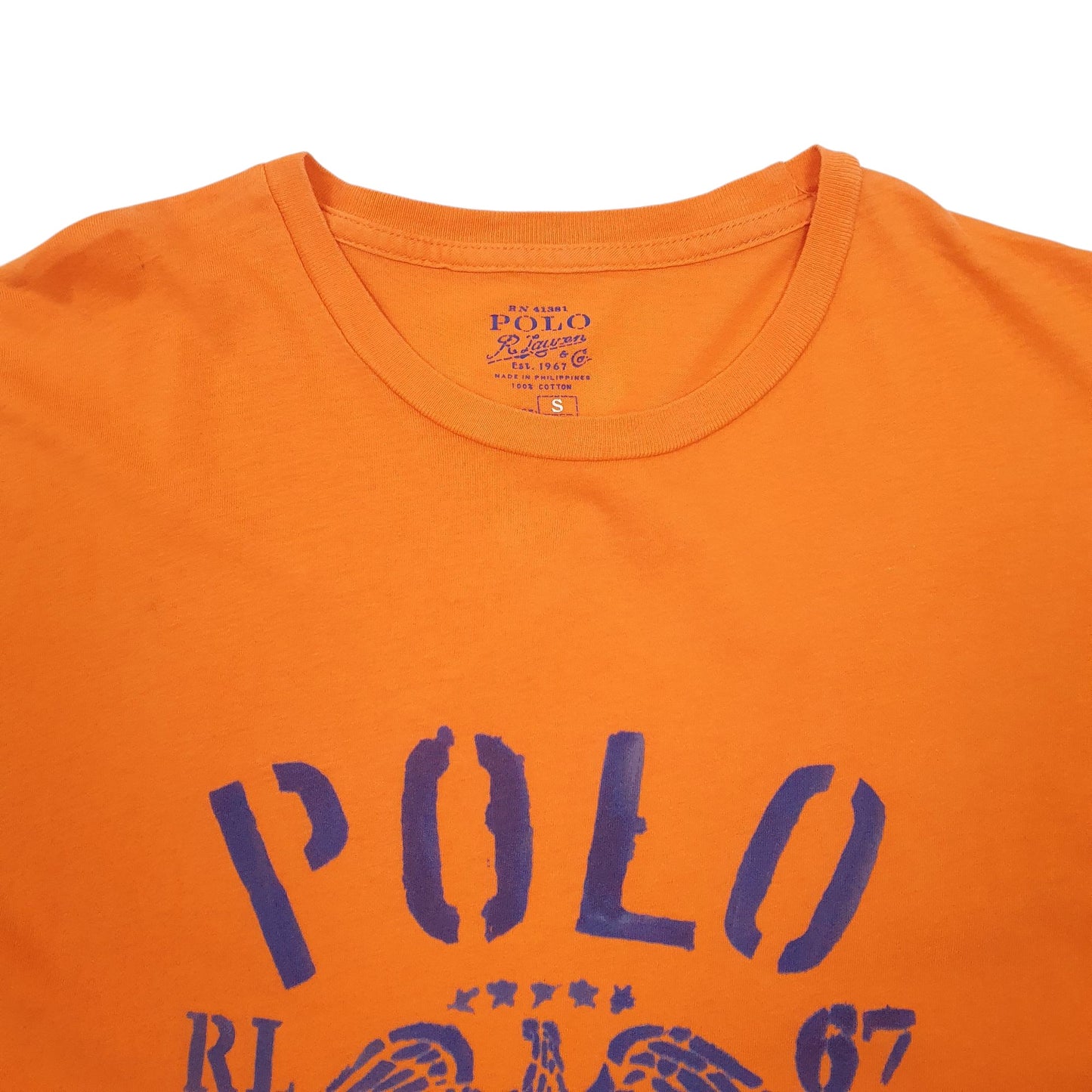 Mens Orange Polo Ralph Lauren Spellout Short Sleeve T Shirt