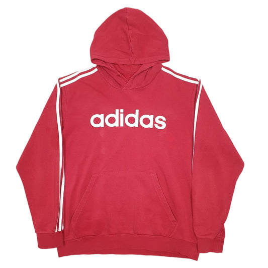 Mens Red Adidas Spellout Hoodie Jumper