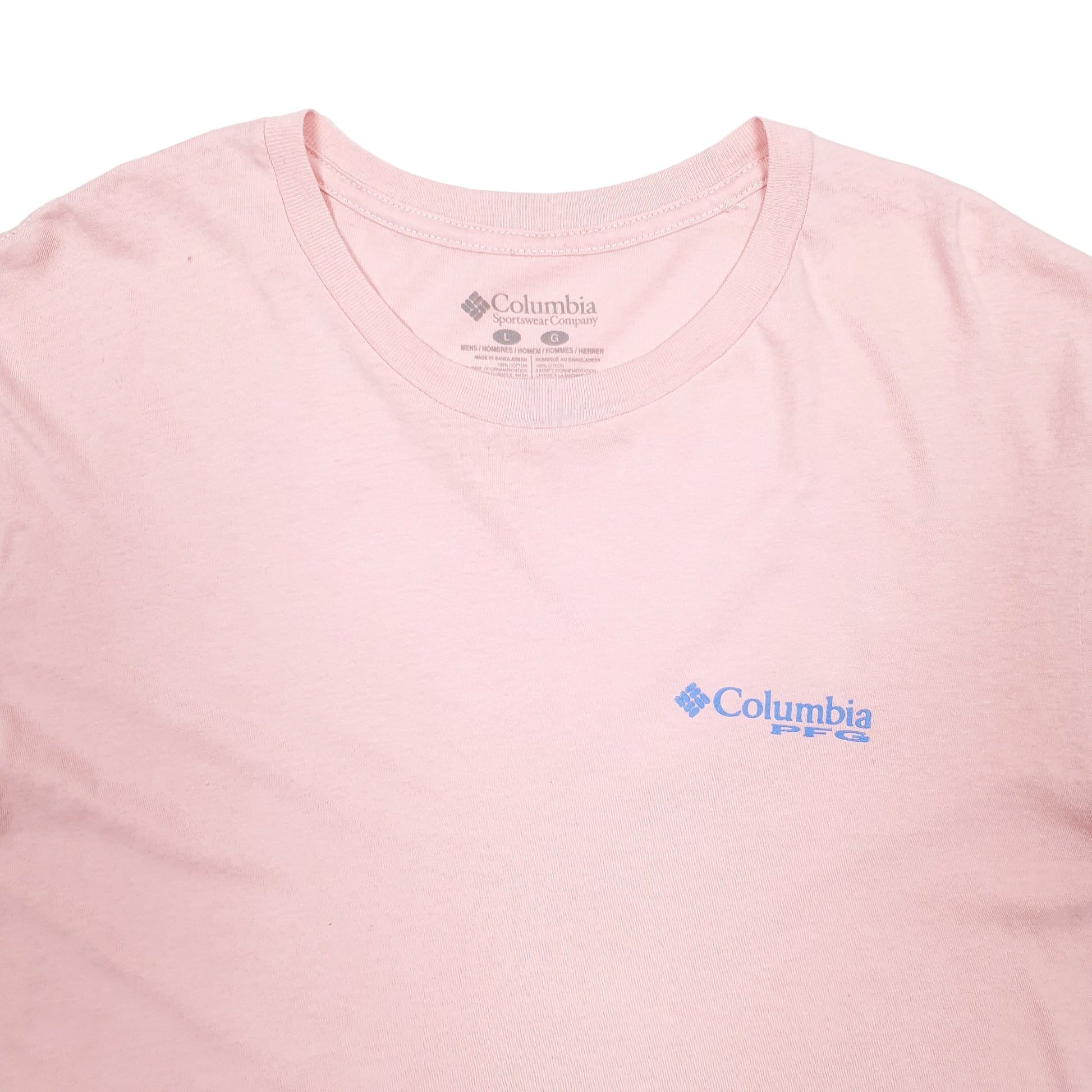 Mens Pink Columbia Sportswear PFG Fishing Short Sleeve T Shirt