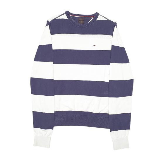 Mens Navy Tommy Hilfiger Knit Stripe Crewneck Jumper