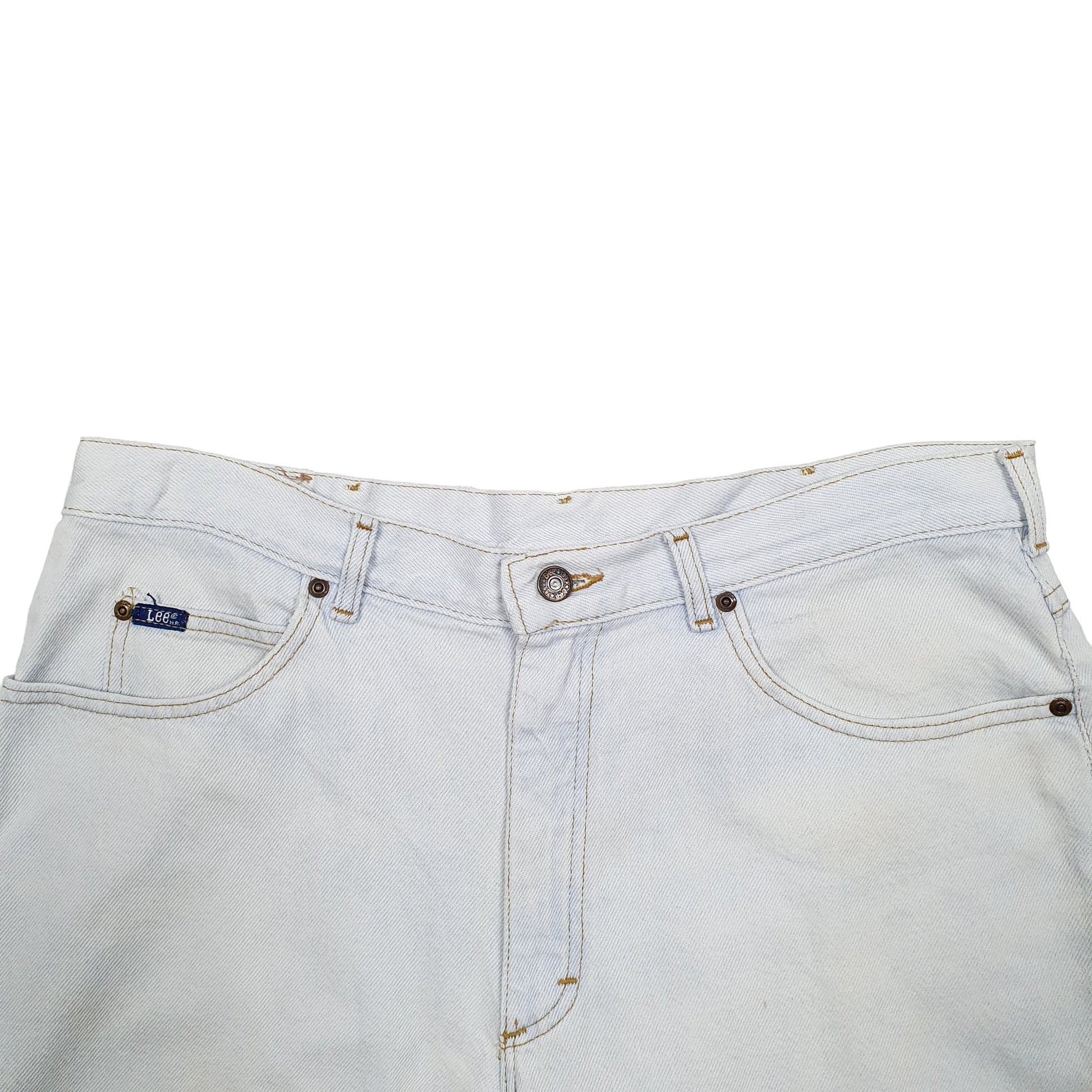 Mens Blue Lee Bleached Denim Shorts