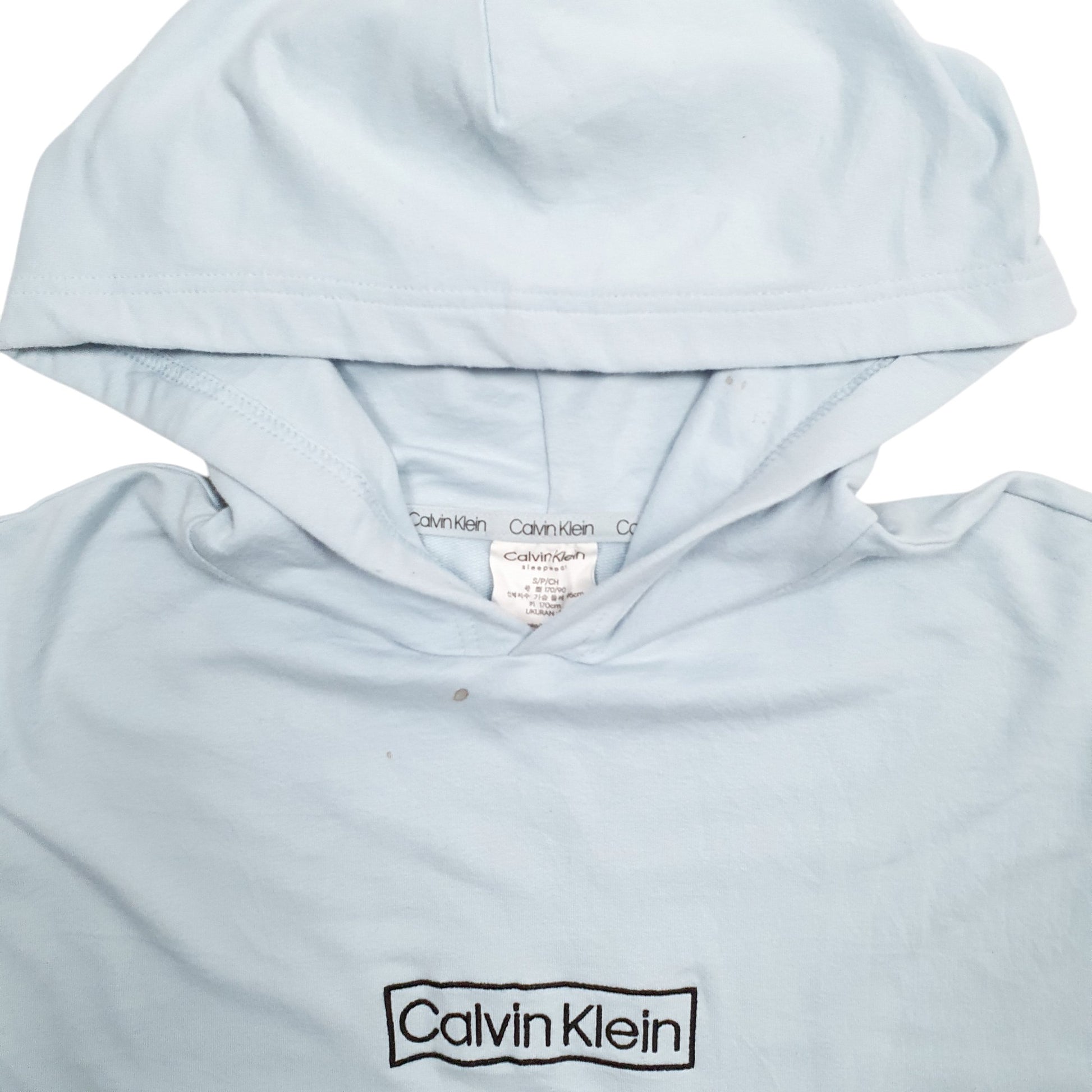 Mens Blue Calvin Klein Spellout Hoodie Jumper