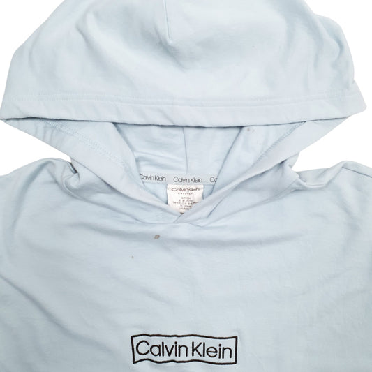 Mens Blue Calvin Klein Spellout Hoodie Jumper