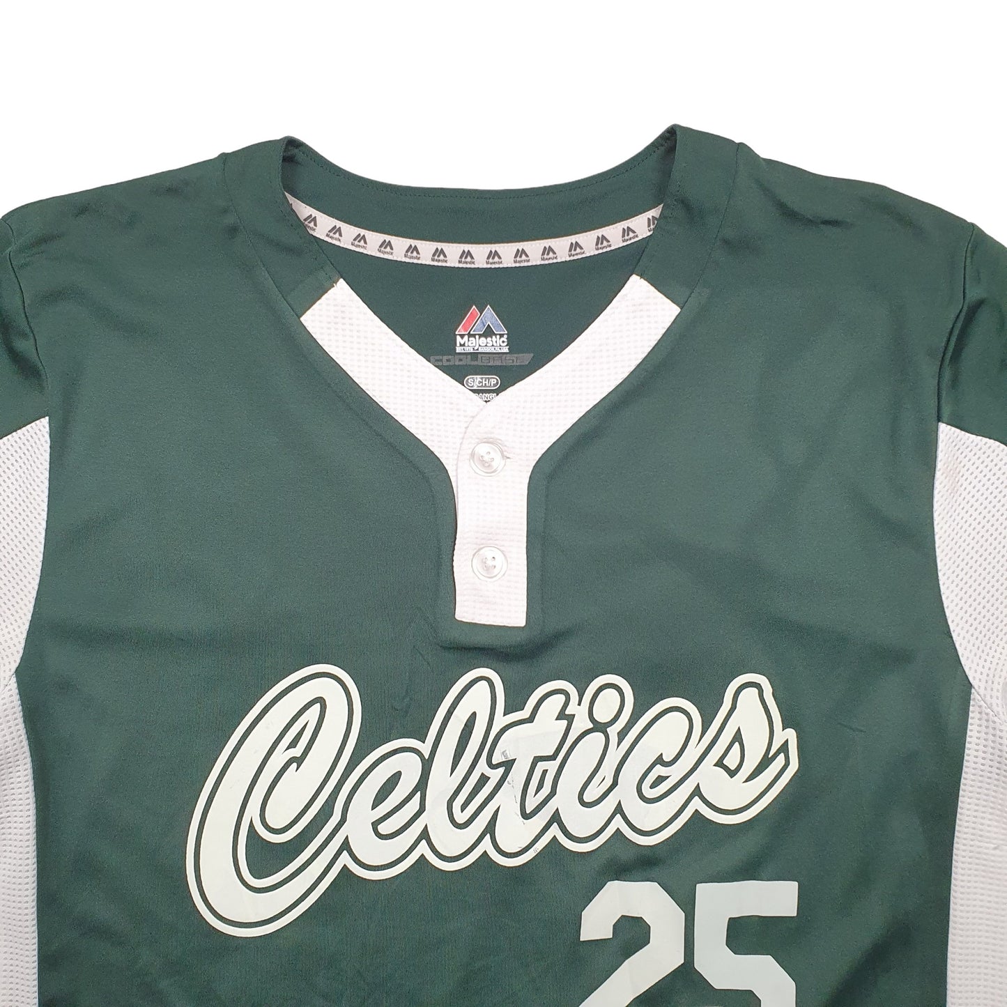 Mens Green Majestic MLB Baseball Jersey Celtics Short Sleeve T Shirt