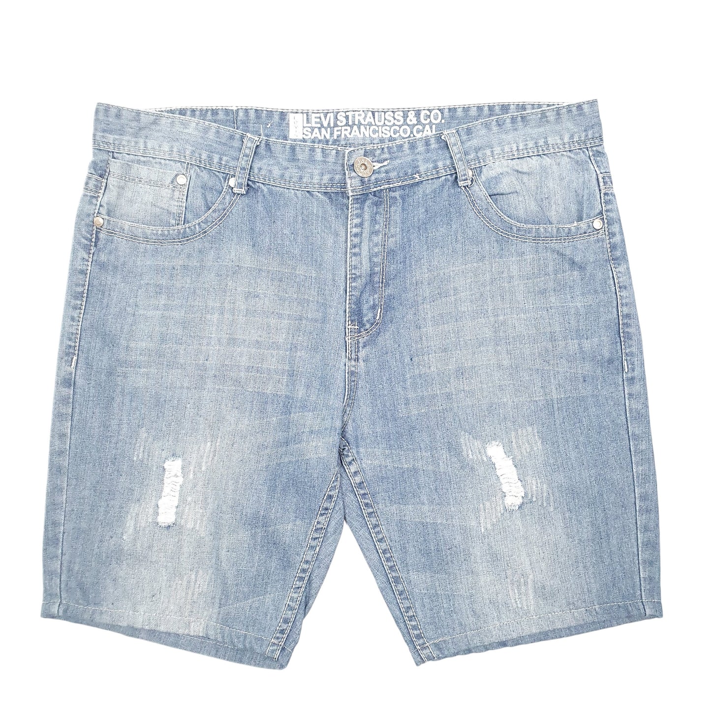 Mens Blue Levis Jorts Distressed Denim Shorts