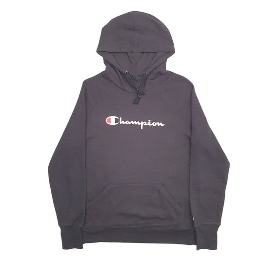 Womens Black Champion Spellout Hoodie Jumper