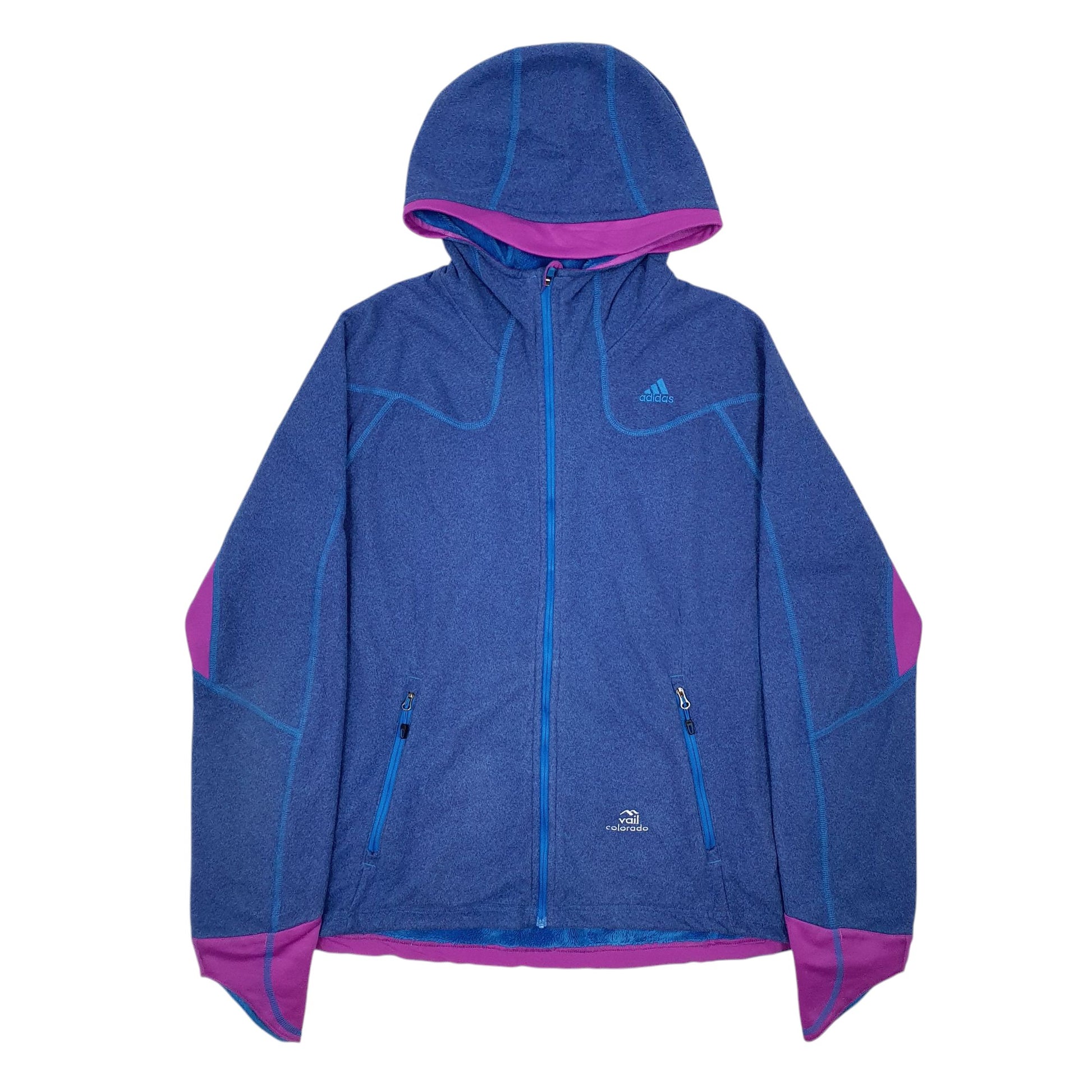 Womens Blue Adidas Fleece Lined Full Zip Jumper