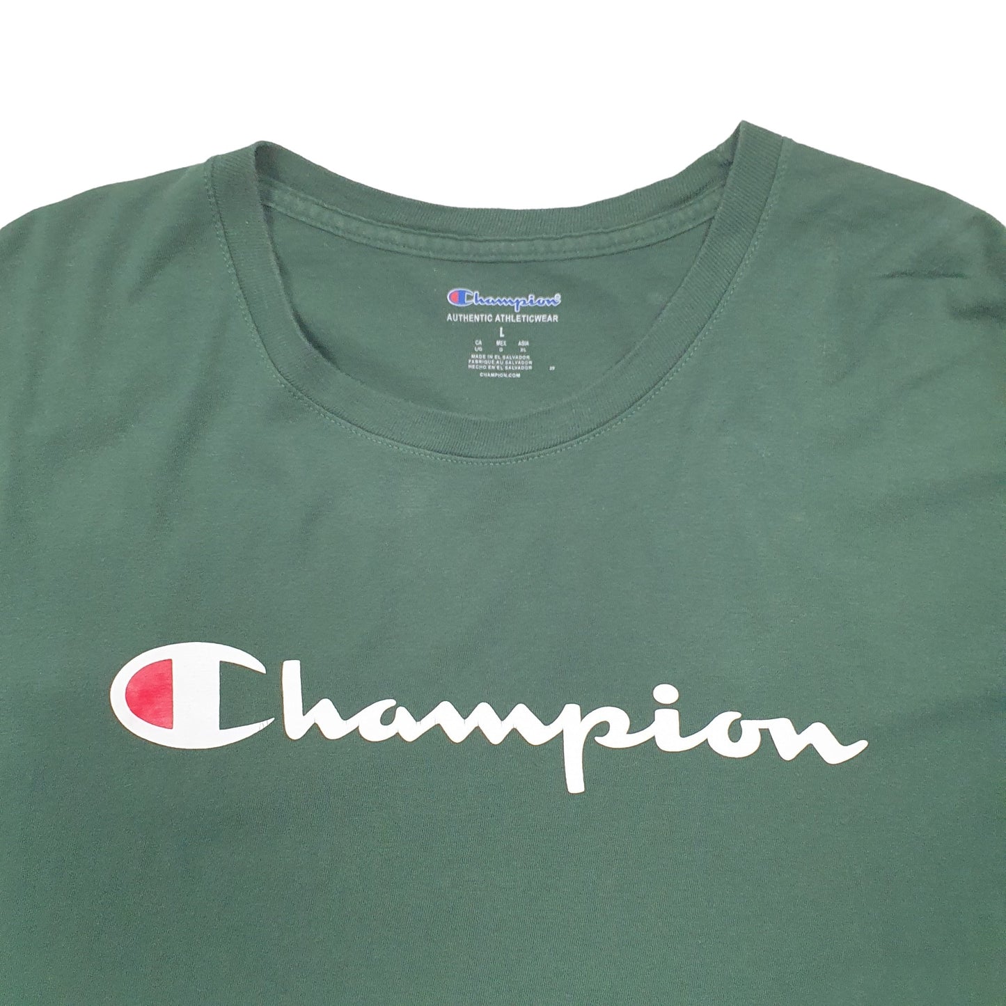 Mens Green Champion Spellout Short Sleeve T Shirt