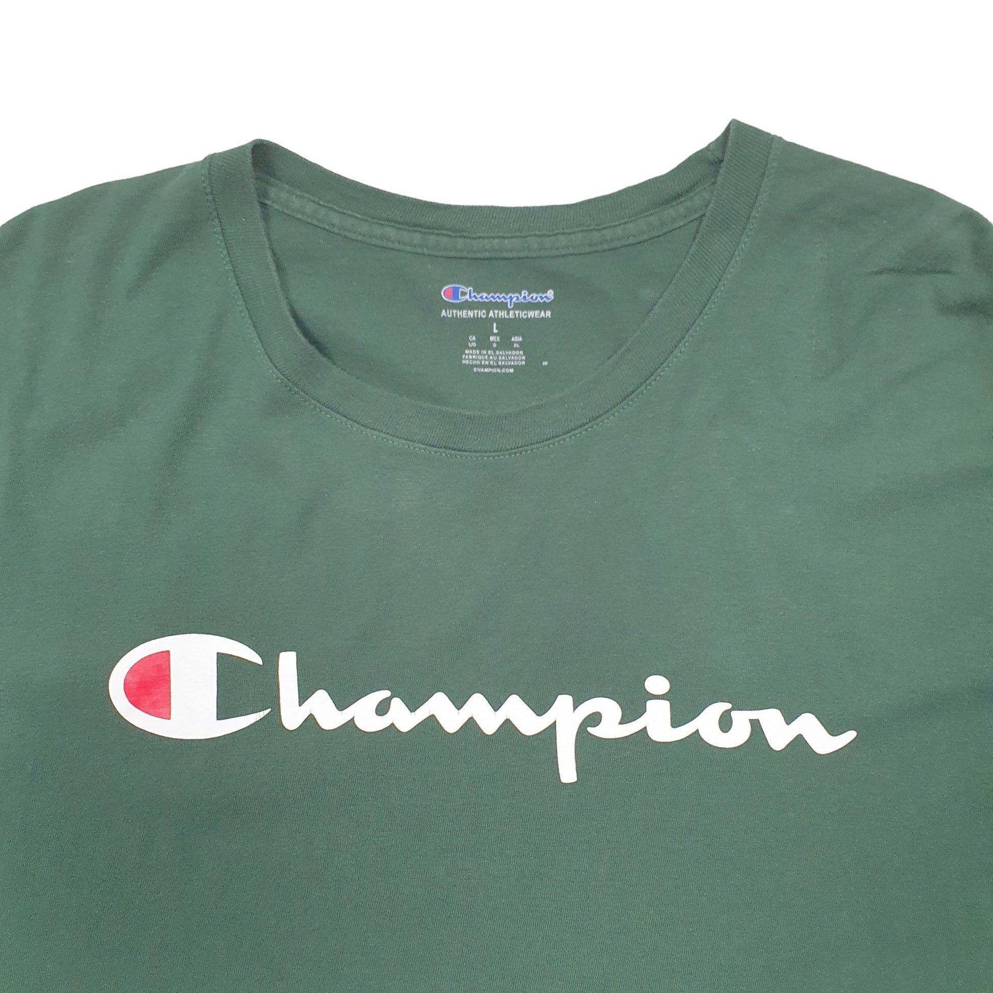 Mens Green Champion Spellout Short Sleeve T Shirt