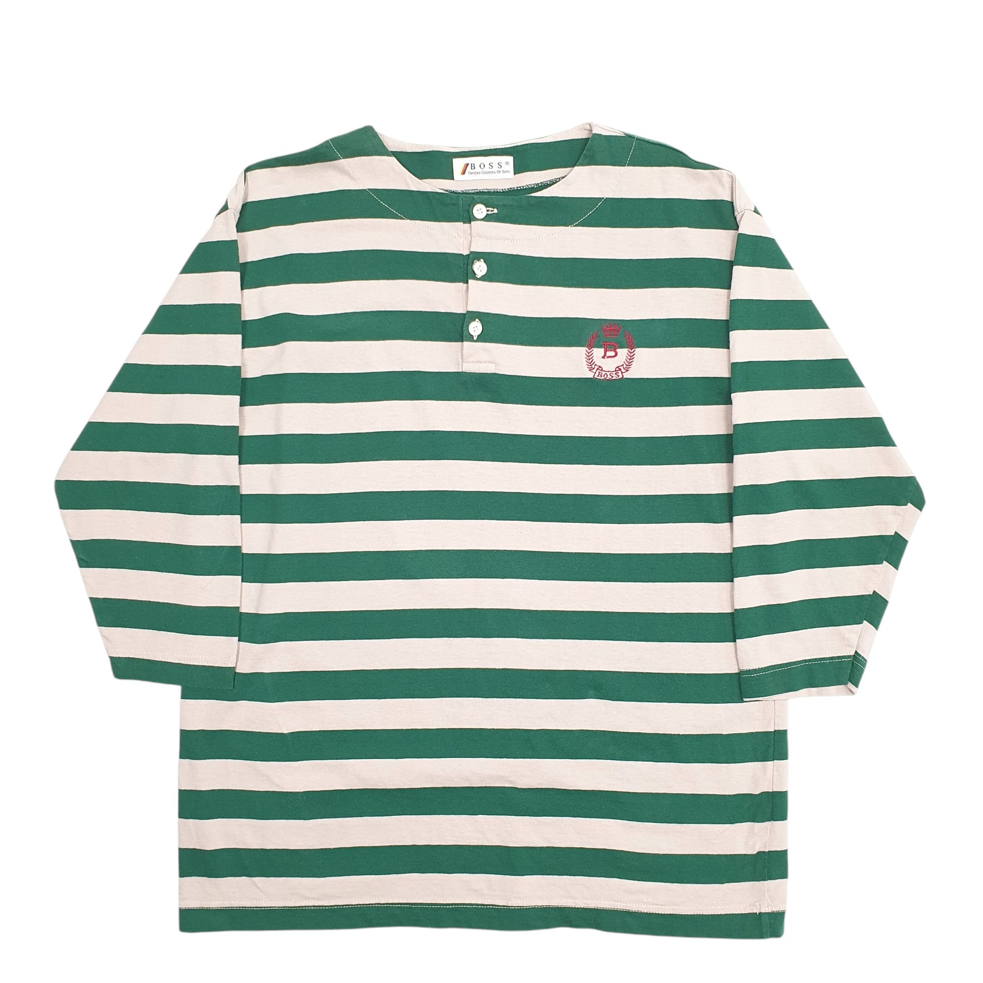 Mens Green Hugo Boss Stripes Long Sleeve T Shirt