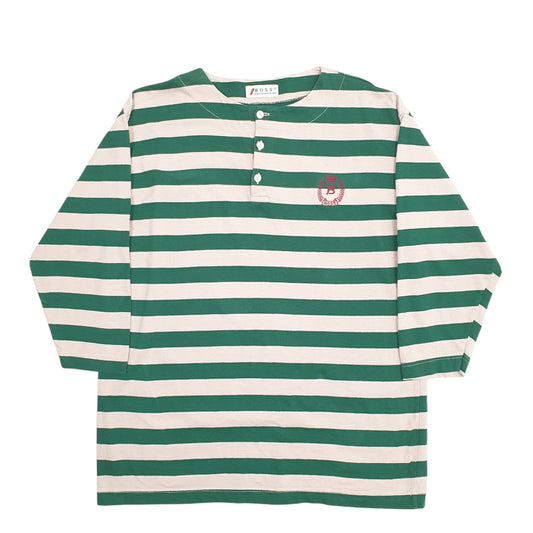 Mens Green Hugo Boss Stripes Long Sleeve T Shirt