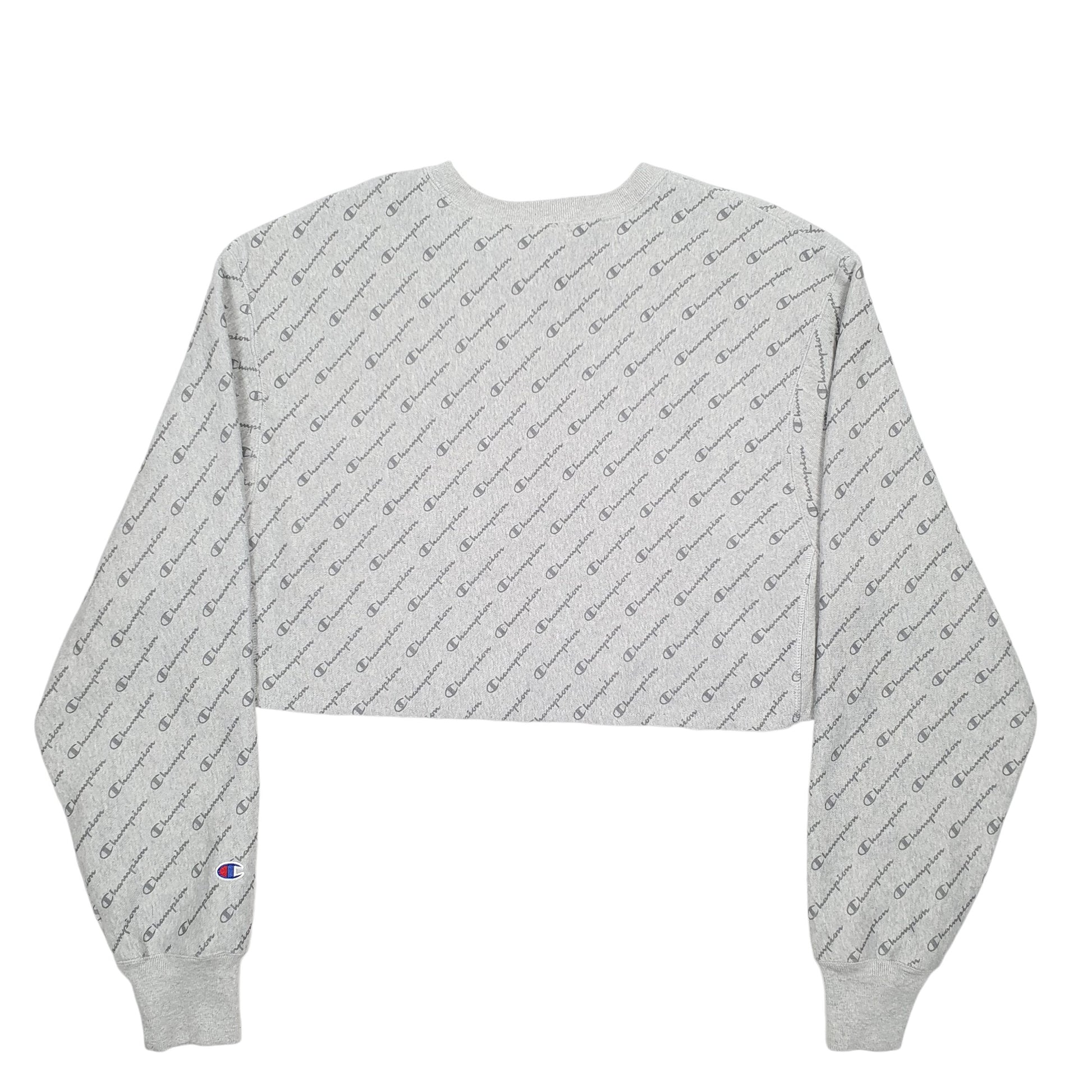 Womens Grey Champion Crop Top Reverse Weave Crewneck Jumper