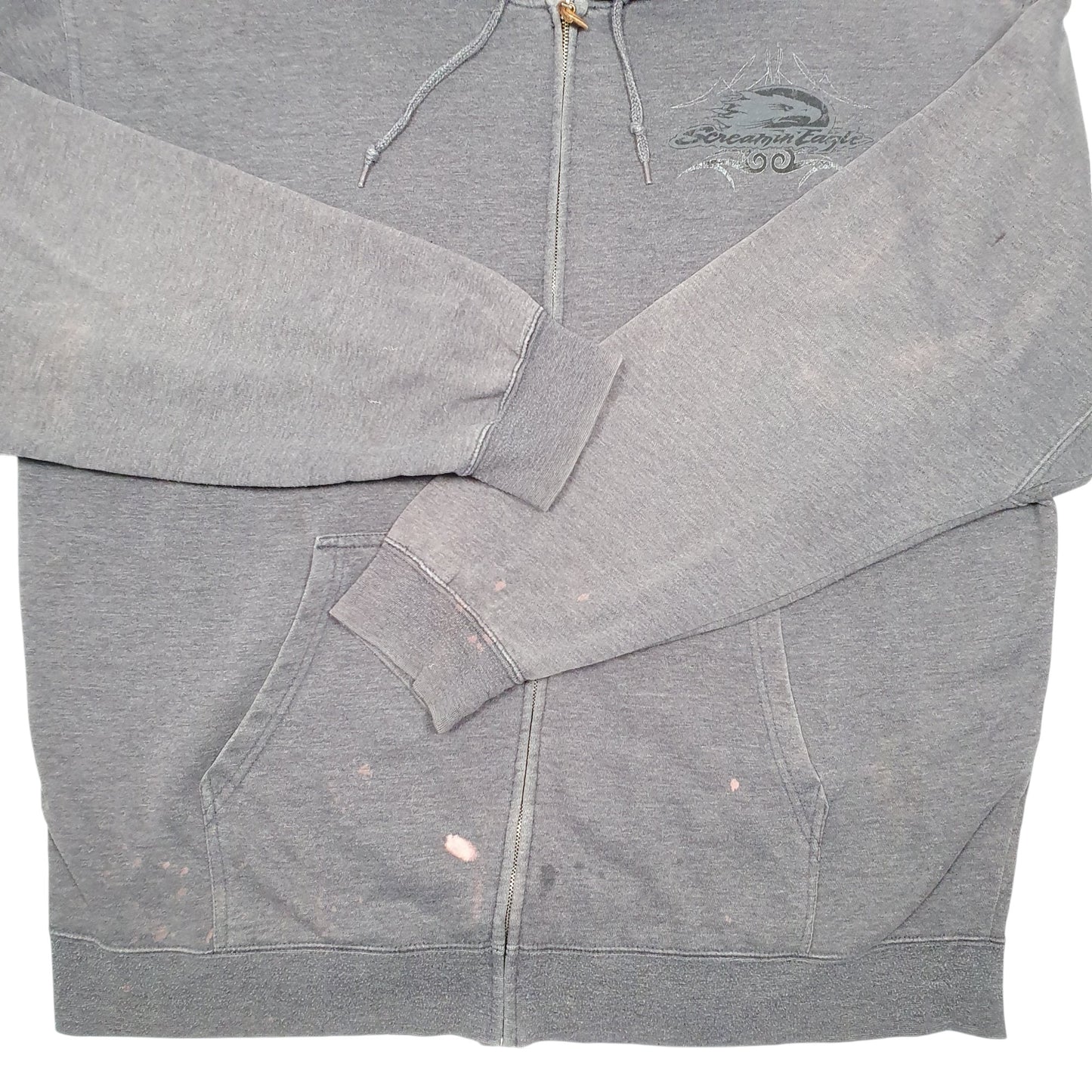 Mens Grey Harley Davidson Hoodie Motorcycles Biker Screamin Eagle Full Zip Jumper